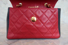 画像をギャラリービューアに読み込む, CHANEL/シャネル ミニマトラッセチェーンショルダーバッグ ラムスキン レッド/ネイビー/ゴールド金具 ショルダーバッグ 800040113

