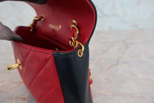 画像をギャラリービューアに読み込む, CHANEL/シャネル ミニマトラッセチェーンショルダーバッグ ラムスキン レッド/ネイビー/ゴールド金具 ショルダーバッグ 800040113
