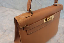 画像をギャラリービューアに読み込む, HERMES/エルメス ケリー28 クシュベル ゴールド ショルダーバッグ 800040071