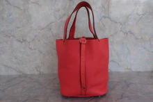 画像をギャラリービューアに読み込む, HERMES/エルメス ピコタンロックMM トリヨンクレマンス ルージュピヴォワンヌ □R刻印 ハンドバッグ 800040059