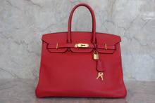 画像をギャラリービューアに読み込む, HERMES／エルメス バーキン35 トリヨンクレマンス ルージュカザック □Q刻印 ハンドバッグ 700020171
