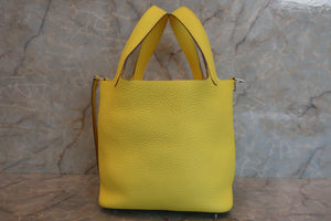 HERMES PICOTIN LOCK PM Clemence leather Lime U Engraving Hand bag 700010120