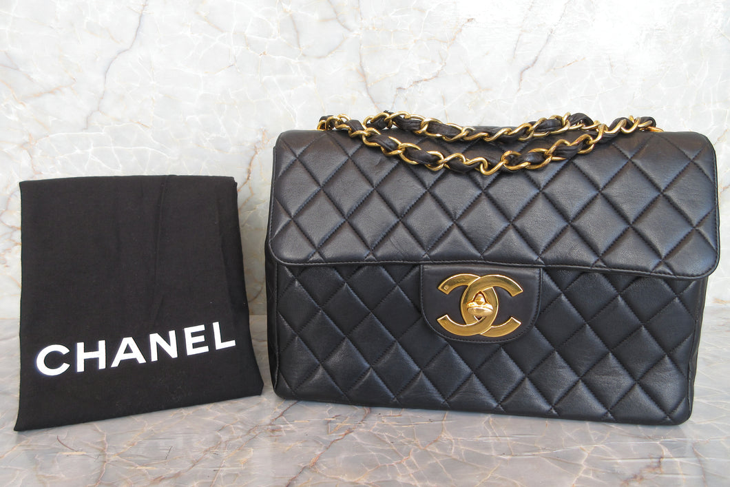 CHANEL Medium Matelasse single flap chain shoulder bag Lambskin Black/Gold hadware Shoulder bag 700010085