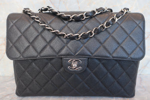 CHANEL/シャネル 中マトラッセシングルフラップチェーンショルダーバッグ キャビアスキン ブラック/シルバー金具 ショルダーバッグ 600110050