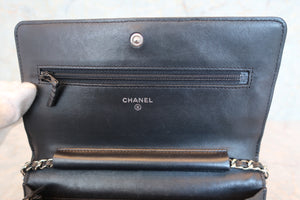 CHANEL/シャネル カメリアチェーンウォレット ラムスキン ブラック/シルバー金具 ショルダーバッグ 700010111