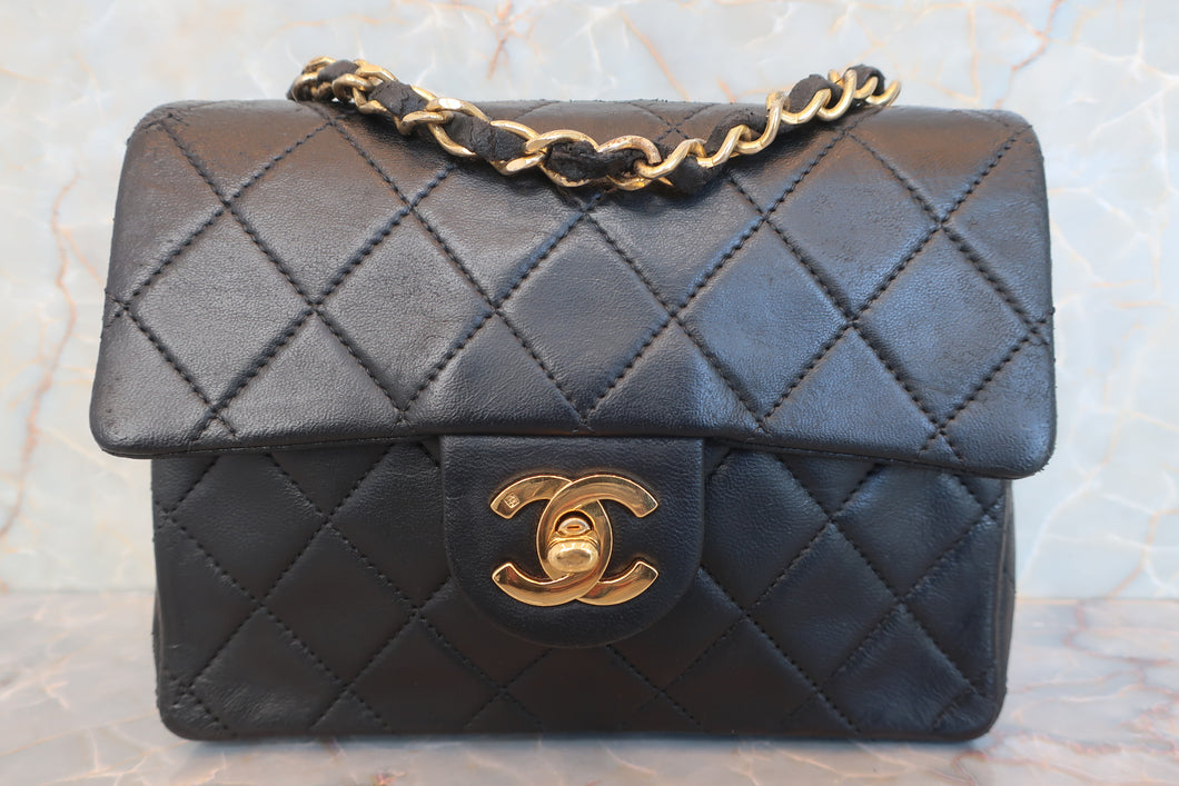 CHANEL/シャネル ミニマトラッセシングルフラップチェーンショルダーバッグ ラムスキン ブラック/ゴールド金具 ショルダーバッグ 600090280