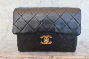 CHANEL/シャネル ミニマトラッセシングルフラップチェーンショルダーバッグ ラムスキン ブラック/ゴールド金具 ショルダーバッグ 600090280