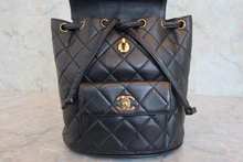 画像をギャラリービューアに読み込む, CHANEL/シャネル マトラッセチェーンリュック ラムスキン ブラック/ゴールド金具 リュック 800040075