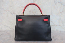 画像をギャラリービューアに読み込む, HERMES／エルメス ケリー32 ヴォーガリバー ブラック/ルージュヴィフ 〇Z刻印 ショルダーバッグ 800030045
