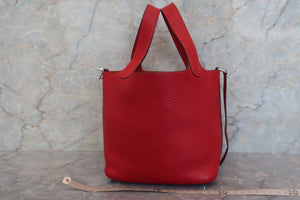 HERMES PICOTIN PM Clemence leather Rouge garance □I刻印 Hand bag 600120283