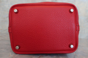 HERMES PICOTIN PM Clemence leather Rouge garance □I刻印 Hand bag 600120283