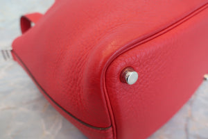 HERMES PICOTIN PM Clemence leather Rouge garance □I刻印 Hand bag 600120283