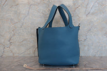 将图片加载到图库查看器，HERMES PICOTIN LOCK PM Clemence leather Blue jean T刻印 Hand bag 700010117
