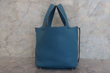 将图片加载到图库查看器，HERMES PICOTIN LOCK PM Clemence leather Blue jean T刻印 Hand bag 700010117
