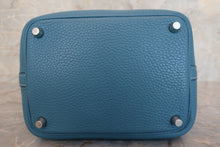 将图片加载到图库查看器，HERMES PICOTIN LOCK PM Clemence leather Blue jean T刻印 Hand bag 700010117
