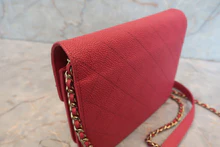 画像をギャラリービューアに読み込む, CHANEL/シャネル ココマークチェーンウォレット キャビアスキン ピンク/ゴールド金具 ショルダーバッグ 700120136