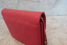 画像をギャラリービューアに読み込む, CHANEL/シャネル ココマークチェーンウォレット キャビアスキン ピンク/ゴールド金具 ショルダーバッグ 700120136