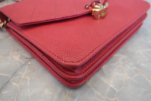 画像をギャラリービューアに読み込む, CHANEL/シャネル ココマークチェーンウォレット キャビアスキン ピンク/ゴールド金具 ショルダーバッグ 700120136