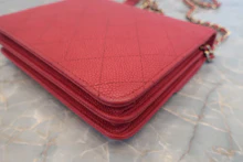 画像をギャラリービューアに読み込む, CHANEL/シャネル ココマークチェーンウォレット キャビアスキン ピンク/ゴールド金具 ショルダーバッグ 700120136