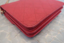 画像をギャラリービューアに読み込む, CHANEL/シャネル ココマークチェーンウォレット キャビアスキン ピンク/ゴールド金具 ショルダーバッグ 700120136