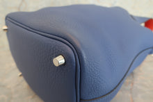 将图片加载到图库查看器，HERMES PICOTIN LOCK ECLAT PM Clemence leather/Swift leather Blue brighton/Capucine A刻印 Hand bag 700010131
