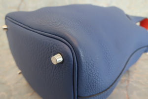 HERMES PICOTIN LOCK ECLAT PM Clemence leather/Swift leather Blue brighton/Capucine A刻印 Hand bag 700010131