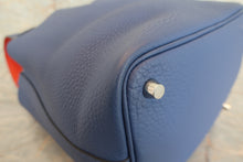 将图片加载到图库查看器，HERMES PICOTIN LOCK ECLAT PM Clemence leather/Swift leather Blue brighton/Capucine A刻印 Hand bag 700010131
