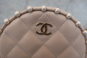 CHANEL/シャネル マトラッセラウンドチェーンショルダーバッグ ラムスキン ベージュ/ゴールド金具 ショルダーバッグ 600090233