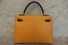 画像をギャラリービューアに読み込む, HERMES／エルメス ケリー32 クシュベル ジョーヌ/ネイビー 〇Z刻印 ショルダーバッグ 700030081
