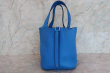 画像をギャラリービューアに読み込む, HERMES/エルメス ピコタンロックMM トリヨンクレマンス ブルーザンジバル X刻印 ハンドバッグ 700100043