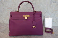 画像をギャラリービューアに読み込む, HERMES/エルメス ケリー35 トリヨンクレマンス アネモネ □R刻印 ショルダーバッグ 800030043