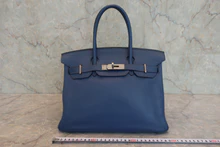画像をギャラリービューアに読み込む, HERMES/エルメス バーキン30 トリヨンクレマンス ブルー □J刻印 ハンドバッグ 800030031