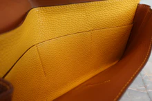 画像をギャラリービューアに読み込む, HERMES/エルメス ドゴンGM トゴ ゴールド/ソレイユ □M刻印 財布 800010095