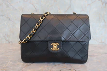 画像をギャラリービューアに読み込む, CHANEL/シャネル ミニマトラッセシングルフラップチェーンショルダーバッグ ラムスキン ブラック/ゴールド金具 ショルダーバッグ 800040099