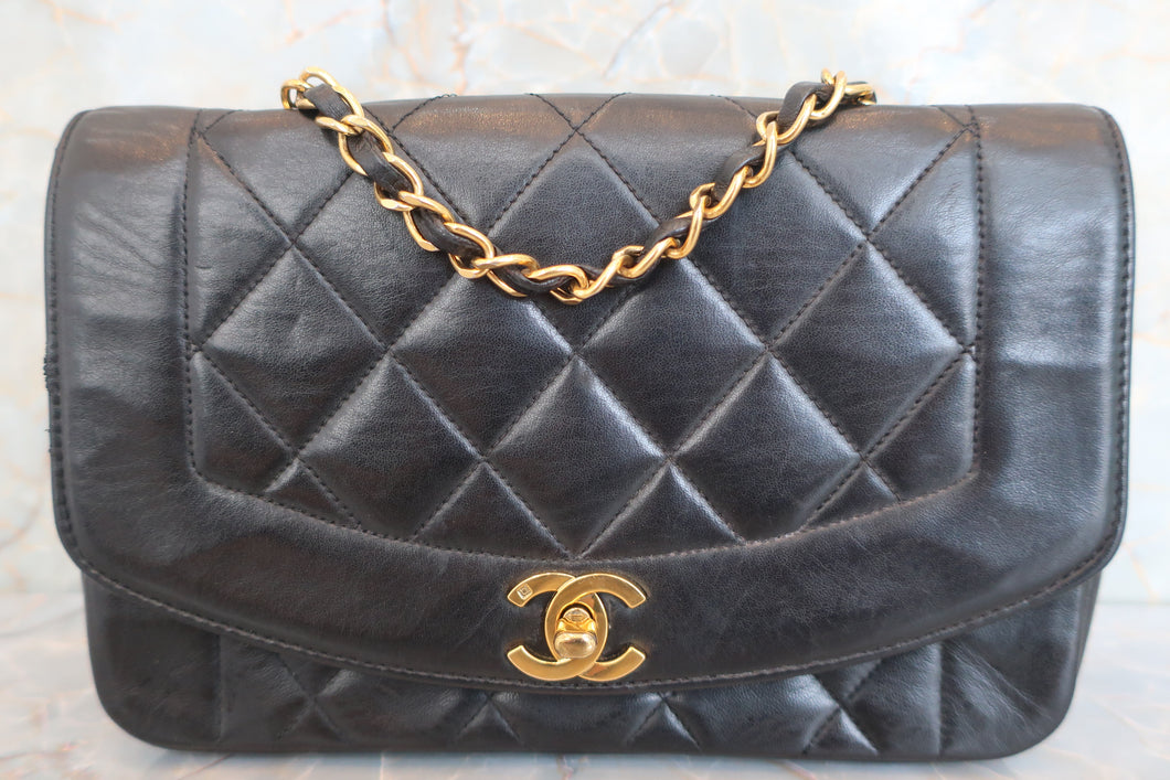 CHANEL/シャネル ダイアナマトラッセチェーンショルダーバッグ ラムスキン ブラック/ゴールド金具 ショルダーバッグ 600040011