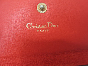 Christian Dior/クリスチャンディオール Wホック財布  レザー  ネイビー/レッド  短財布  300010059