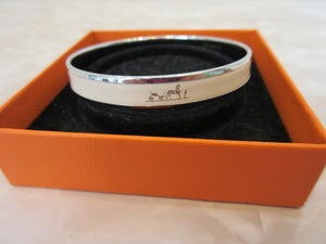 HERMES/爱马仕 Emaille bangle  镀银  White/Silver(白色/银色）  D刻印  手链  300010066