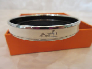 HERMES/爱马仕 Emaille bangle  镀银  White/Silver(白色/银色）  D刻印  手链  300010066