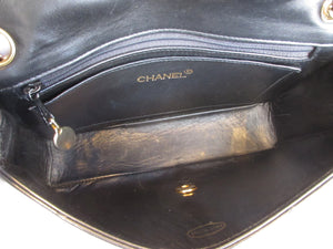 CHANEL/シャネル Vステッチシングルフラップチェーンショルダーバッグ ラムスキン ブラック ショルダーバッグ 300090074